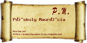 Páskuly Maurícia névjegykártya